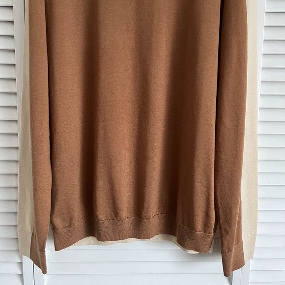 NEW with tags COS knit long sleeve polo shirt brown & beige men’s small rare - Picture 7 of 16